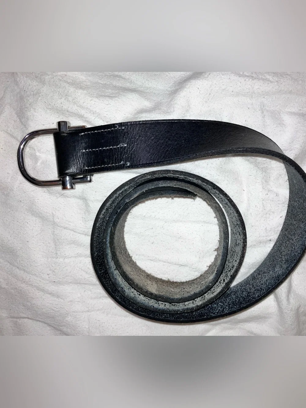 Ralph Lauren vintage leather D ring equestrian belt sz XL 48” silver buckle